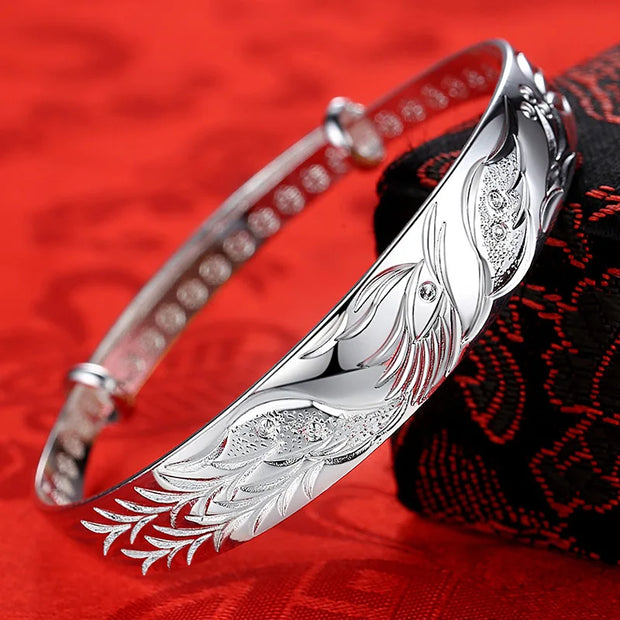 999 sterling silver Noble Phoenix bracelets Bangles for women Fashion Party Wedding Accessories Jewelry Gifts adjustable