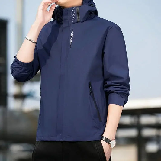 Chaqueta de acampada y senderismo para hombre, abrigos deportivos de otoño para exteriores, escalada, trekking, cortavientos, chaquetas de viaje, ropa azul para hombre.