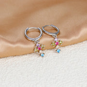 2023 New Fashion Stainless Steel Flower Small Hoop Earrings Women Korean Crystal Zirconia Cartilage Earrings Piercing Jewelry