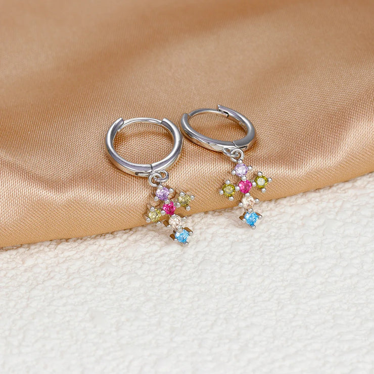 2023 New Fashion Stainless Steel Flower Small Hoop Earrings Women Korean Crystal Zirconia Cartilage Earrings Piercing Jewelry