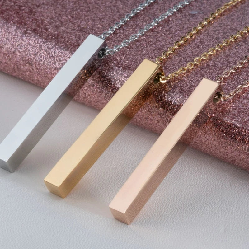 Stainless Steel Necklaces Punk Rectangle Necklaces for Men Women Trendy Stainless Steel Pendant Necklace Choker Fashion Jewelry