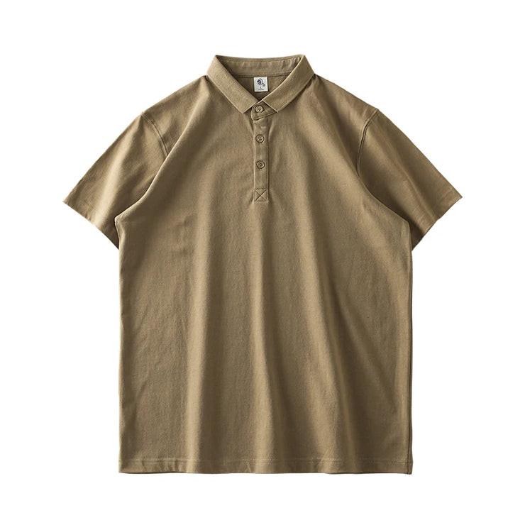 DUKEEN 320G Heavyweight Short-Sleeve Polo Shirts for Men Summer 100% Cotton Oversize Solid Color T-Shirts Basic Men's Golf Wear