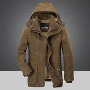 2024 Parka Outdoor Men's Winter Jacket Plus Velvet Thick Warm Multi Pocket Jackets Solid Parkas Male Coat Large Size Clothing
