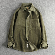 Small Amount of Woven Cotton Corduroy Washed Long sleeve Shirts Men's American vintage Trendy Single Pocket Shirt Outerwear