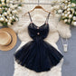Spring Summer Sexy Lace Mesh Classical Metal Buckle With Hairball Jumpsuit Single-Breasted Eastern Style Stand Collar Bodysuit
