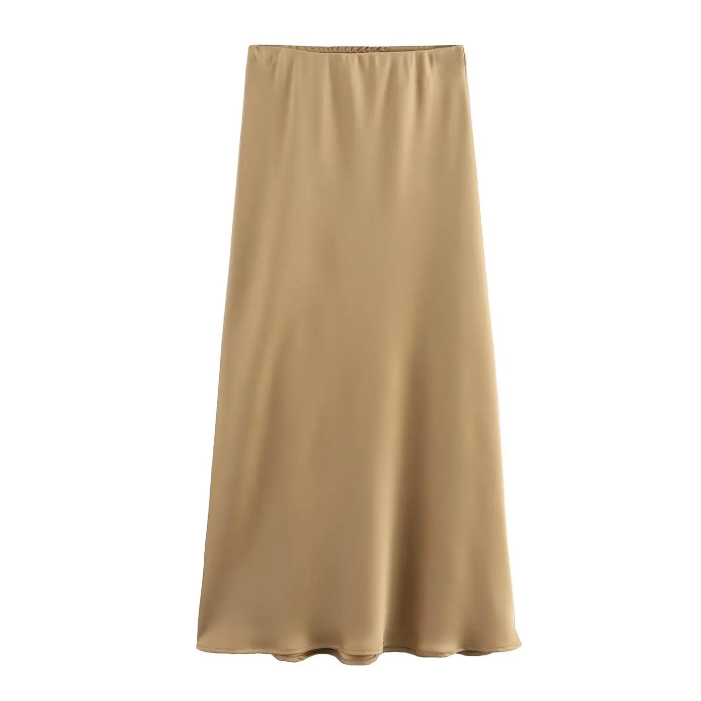 TRAFZA Women Fashion Skirts New Solid Satin Silk Texture Tight Skirt Woman Beach Style Chic And Elegant Women's Mermaid Skirt