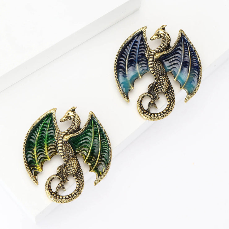 New Enamel Giant Winged Dragon Brooch for Women Unisex Rhinestone Dragon Brooches Event Party Backpack Decoration Clothes Access