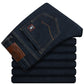 Pantalones vaqueros rectos holgados para hombre, de talla grande 42, 44, 46, 48, 50 y 52, clásicos, de negocios, elásticos, de marca, color negro y azul.