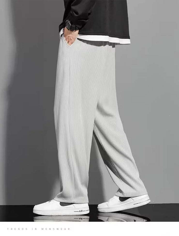 Men's Corduroy Pants Loose-fit Straight-leg Fleece-lined Casual Trousers Autumn Winter Thickened Spring Sports Waist Pants
