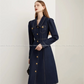 Blue Lapel Denim Dress For Women In Autumn And Winter, New Retro Commuting Style, Slim Denim Dress With A Waistband