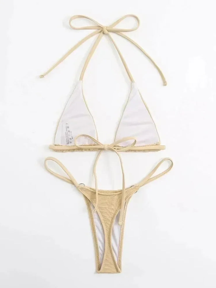 2024 New Sexy Mini Bikini Micro Extreme String Swimwear Bikini Set Summer Female Padded Brazilian Thong Bathing Suit Swimsuit