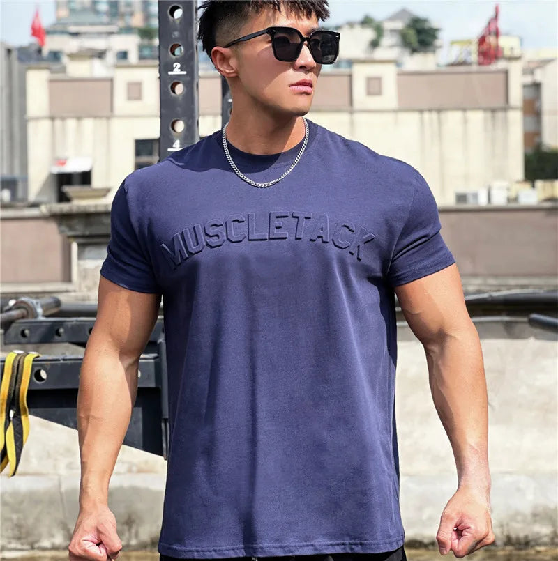 Camiseta de running para hombre, novedad de verano 2024, camisetas holgadas de algodón de manga corta para fitness, camisetas casuales para hombre, camisetas deportivas para gimnasio para hombre