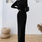 Elegant Slim Ribbed Knitted Dress Women Casual Long Sleeve Elastic Sweater Vestidos Autumn Winter Fashion Clothes Female Jumper