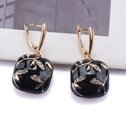 2025 New Fashion Black White Enamel Drip Oil Metal Alloy Hanging Earrings Women Indian Statement Vintage Earring Jewelry