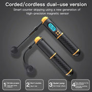 2 In 1 Multifun Skipping Rope With Digital Counter Speed Professional Ball Bearings And Non-slip Handles Jumps And Calorie Count