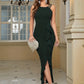 Women's Formal Evening Dress Bodycon Ruffle Hem Mermaid Split Cocktail Long Dresses Elegant Wedding Guest Dress
