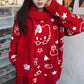 Suéter de punto navideño de Hello Kitty con bufanda para mujer, estilo Y2k, Sanrio, con dibujos animados, informal, holgado, de punto