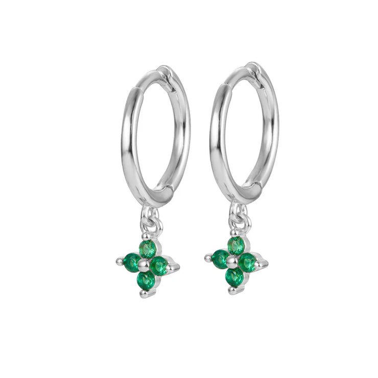 2023 New Fashion Stainless Steel Flower Small Hoop Earrings Women Korean Crystal Zirconia Cartilage Earrings Piercing Jewelry