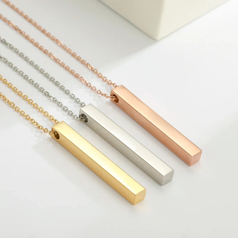 Stainless Steel Necklaces Punk Rectangle Necklaces for Men Women Trendy Stainless Steel Pendant Necklace Choker Fashion Jewelry