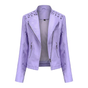 Cross-border European Style New Women's Genuine Leather Cropped Jacket Slimming Effective For Casual Fashion Motorcycle Clothing