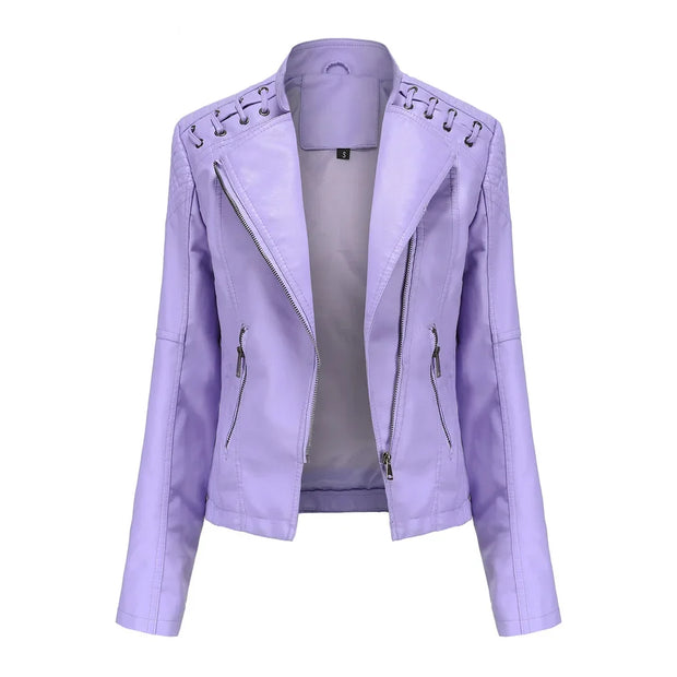 Cross-border European Style New Women's Genuine Leather Cropped Jacket Slimming Effective For Casual Fashion Motorcycle Clothing