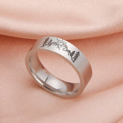 COOLTIME Punk Stainless Steel Wave Rings for Men Landscape Mountain Man Ring Cutout Jewelry Birthday Gift Wedding Trend