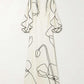 Vestido largo Missuoo con estampado floral blanco para mujer, cuello redondo, mangas largas, cintura alta, plisado, elegante vestido de noche para mujer