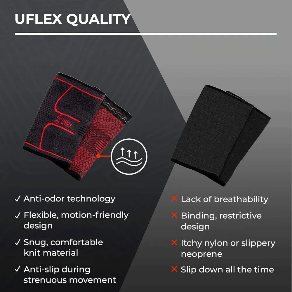 UFlex Athletics Knee Compression Sleeve Support for Women and Men Knee Brace for Pain Relief Fitness Weightlifting Hiking Sports