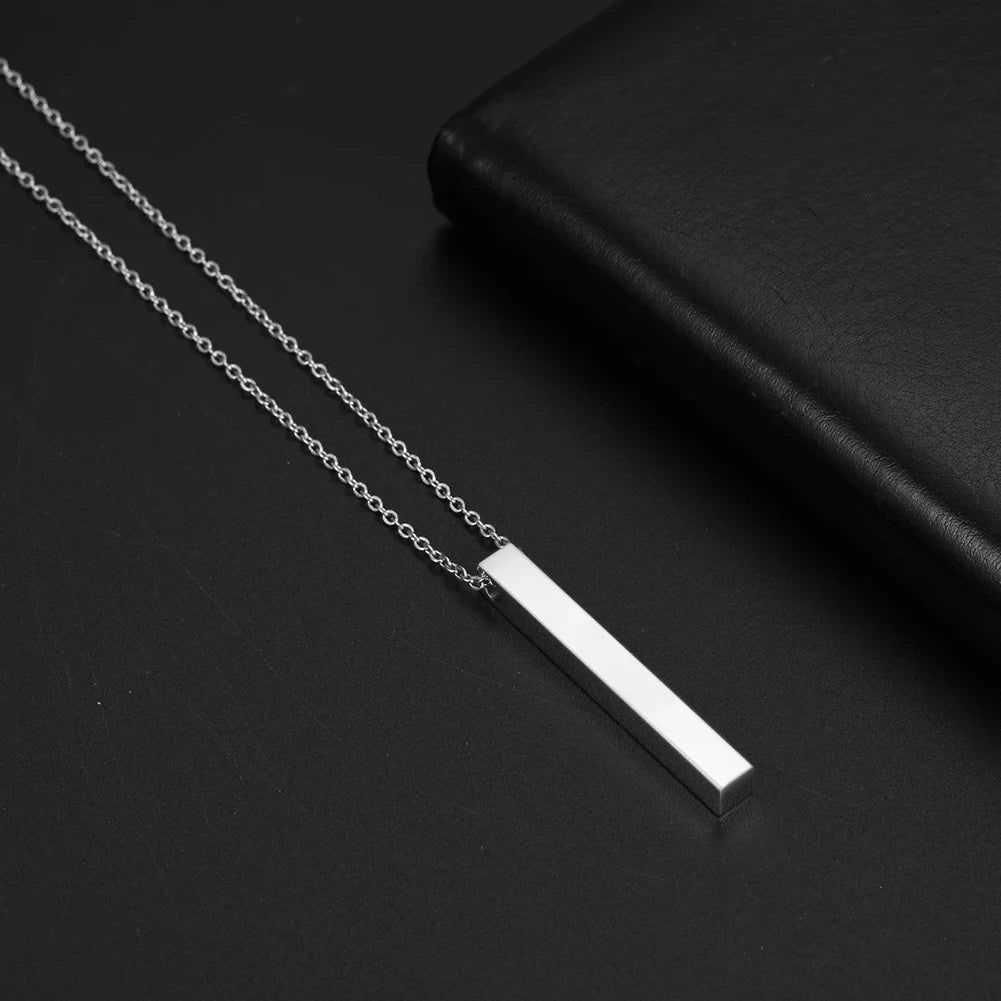 Stainless Steel Necklaces Punk Rectangle Necklaces for Men Women Trendy Stainless Steel Pendant Necklace Choker Fashion Jewelry