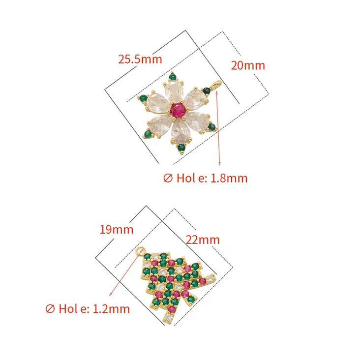 ZHUKOU christmas charms for jewelry making Lovely Christmas Tree series pendants DIY Handmade Jewelry Making accessories VD1383