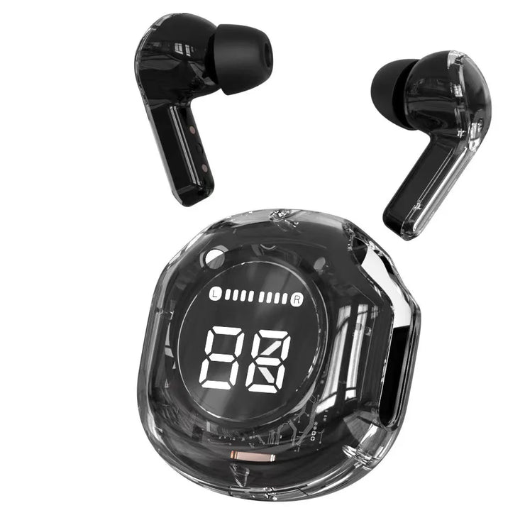 New Crystal TWS Earbuds ENC Audifonos Wireless Earbuds Led Digital Display Transparent Case TWS Earphone