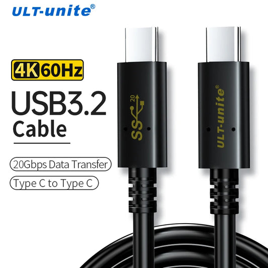 Cable USB 3.2 Gen 2 Tipo C a C de 20 Gbps, cable tipo C 4K UHD PD100W, cable de datos de carga rápida para MacBook Pro, iPhone 15, Galaxy S20
