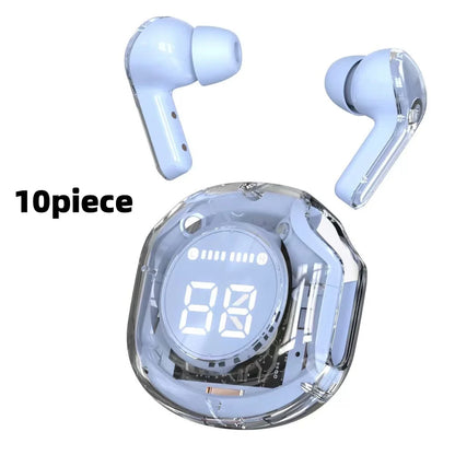 New Crystal TWS Earbuds ENC Audifonos Wireless Earbuds Led Digital Display Transparent Case TWS Earphone