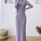 Elegant Slim Ribbed Knitted Dress Women Casual Long Sleeve Elastic Sweater Vestidos Autumn Winter Fashion Clothes Female Jumper