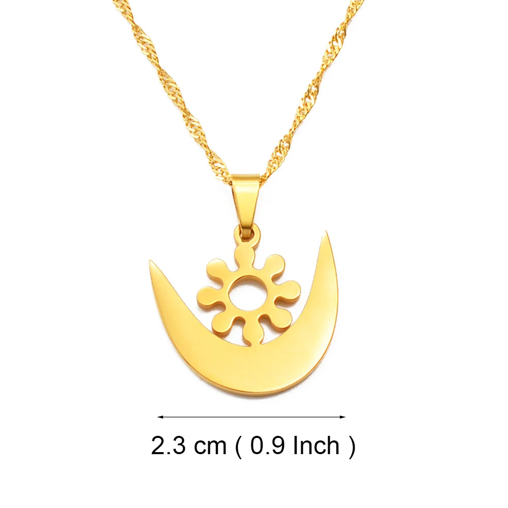 Anniyo African Symbol Pendant Necklaces Gold Color/Silver Color Ghanaian Gye Ethnic Jewelry Traditional Accessories #125321