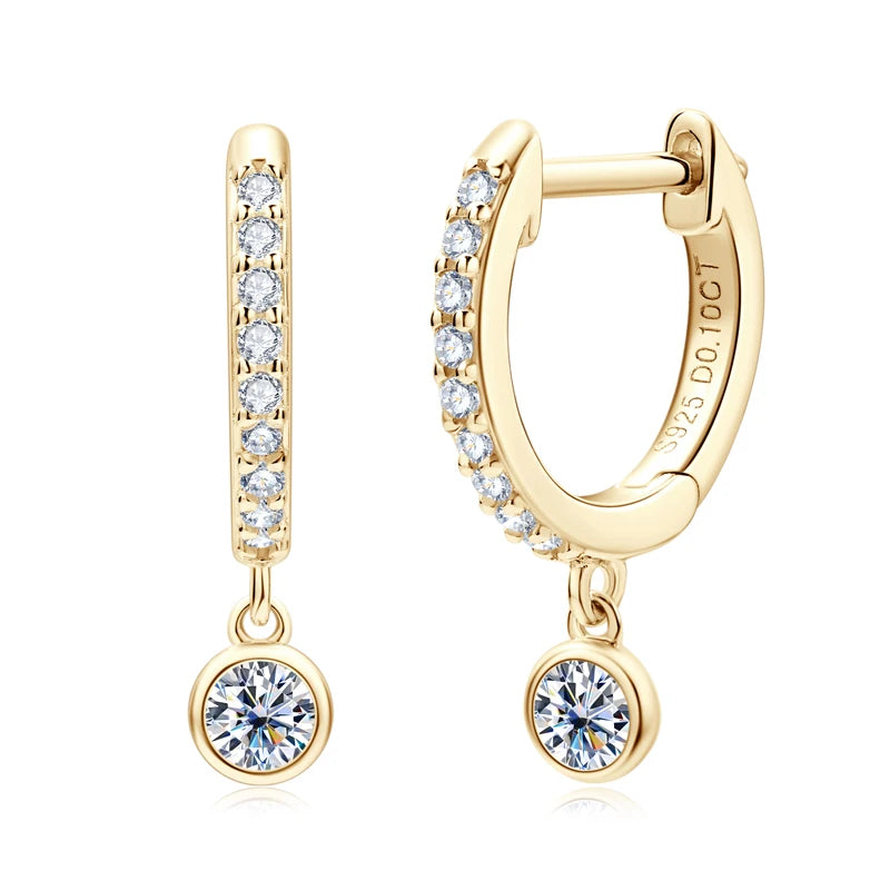 Huggie Drop Earrings Real D Color VVS1 Moissanite Diamond Hoops Earrings 925 Silver Woman Jewelry original Certified Trend 2023