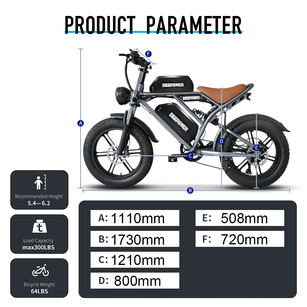 Bicicleta eléctrica IDOTATA-S7 para adultos, batería doble, 48 V, 70 Ah, 20 pulgadas, neumáticos anchos 4.0, bicicleta eléctrica para nieve y montaña, 2000 W