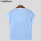 INCERUN Men Clothing Short Sleeve Summer Tops Tee Fashion Solid Color Men T-shirts Streetwear Casual T Shirt Oversize Top