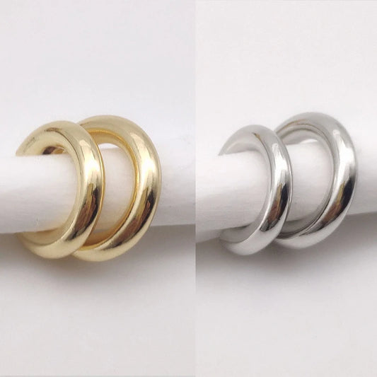 Fake Piercing Earcuff Double Circle Ear Cuff Faux Earrings for Women Man Hiphop Vintage Korean Fashion Earclips Accessories