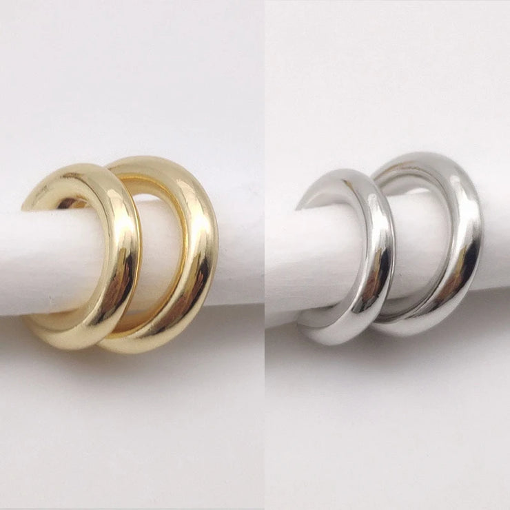 Fake Piercing Earcuff Double Circle Ear Cuff Faux Earrings for Women Man Hiphop Vintage Korean Fashion Earclips Accessories