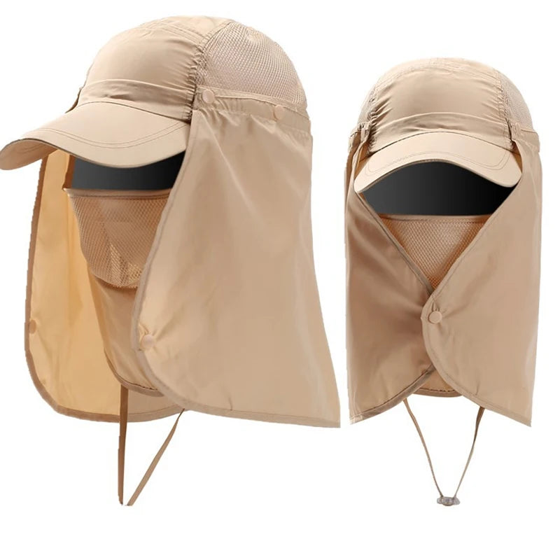 Sombrero transpirable de secado rápido con solapa de cuello desmontable y protección UV para pesca y actividades al aire libre - Unisex