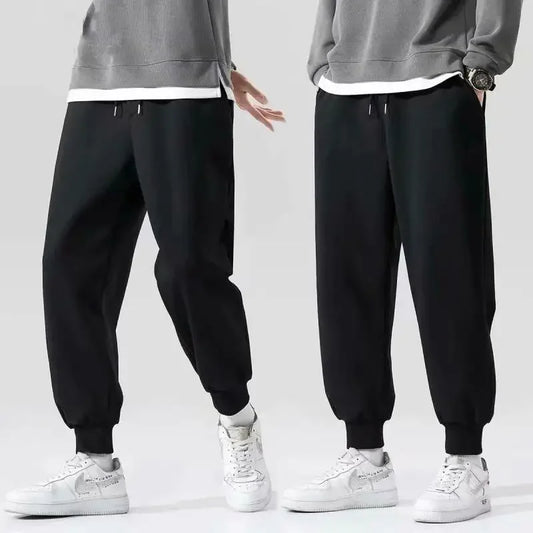 Trendy Grey Men's Loose Fit Casual Pants Korean Style Spring Autumn Sweatpants Summer Wardrobe Trousers Male
