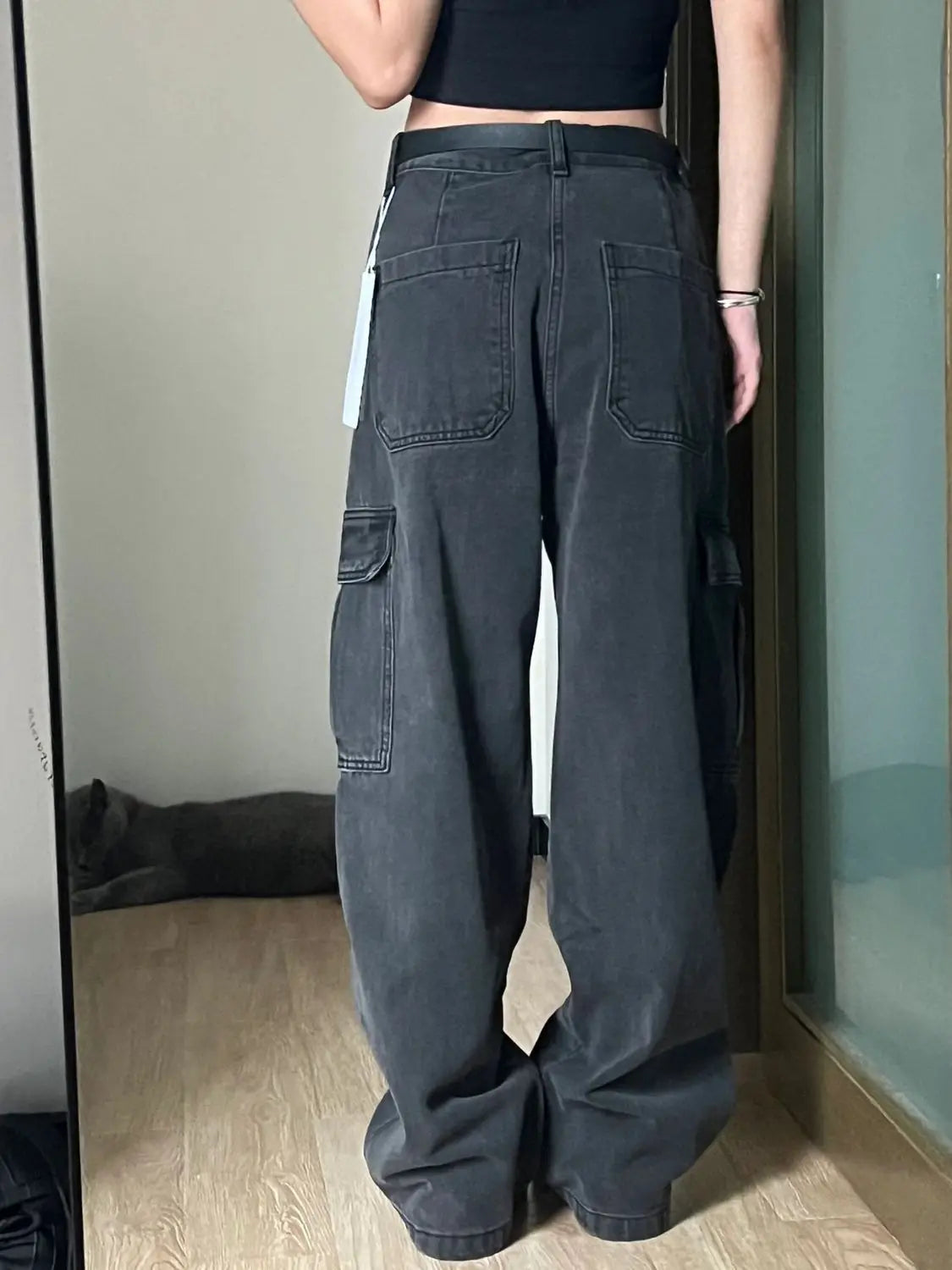 Autumn Women Harajuku Cargo Baggy Blue Jeans Streetwear Hip Hop Oversize Casual Wide Leg Vintage Demin Pants Y2k Loose Trousers