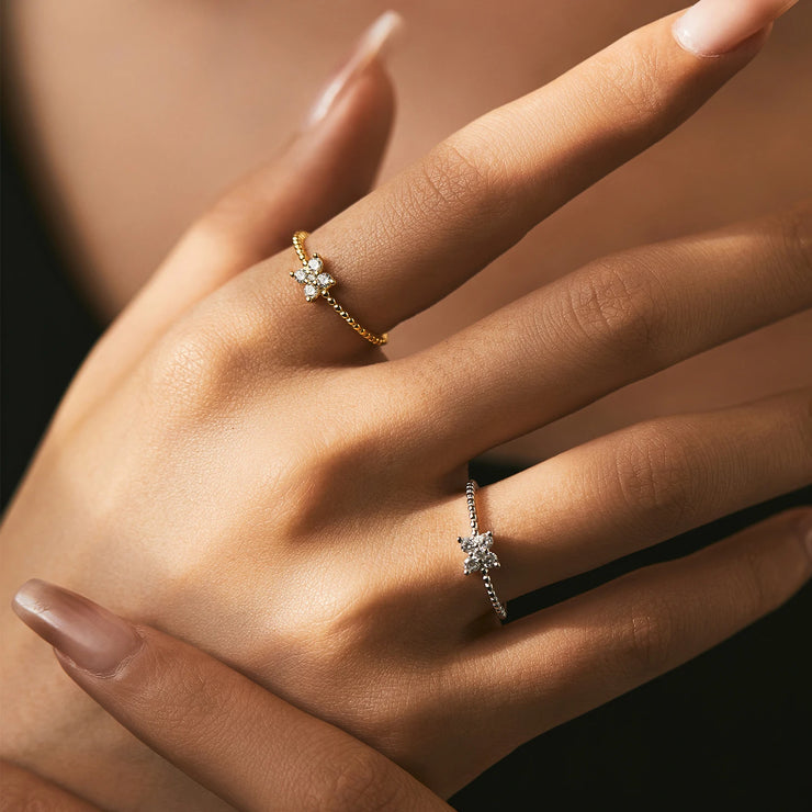 MODIAN D Color Stackable Moissanite Ring 925 Sterling Silver Beads Sparkling Trendy Rings For Women Party Vacation Jewelry