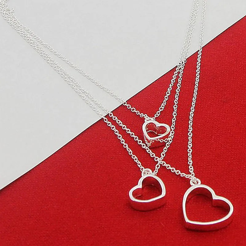 Conjunto de joyería de moda para mujer, de plata de ley 925, ideal como regalo de San Valentín, collar, pulsera y pendientes para novia o boda.