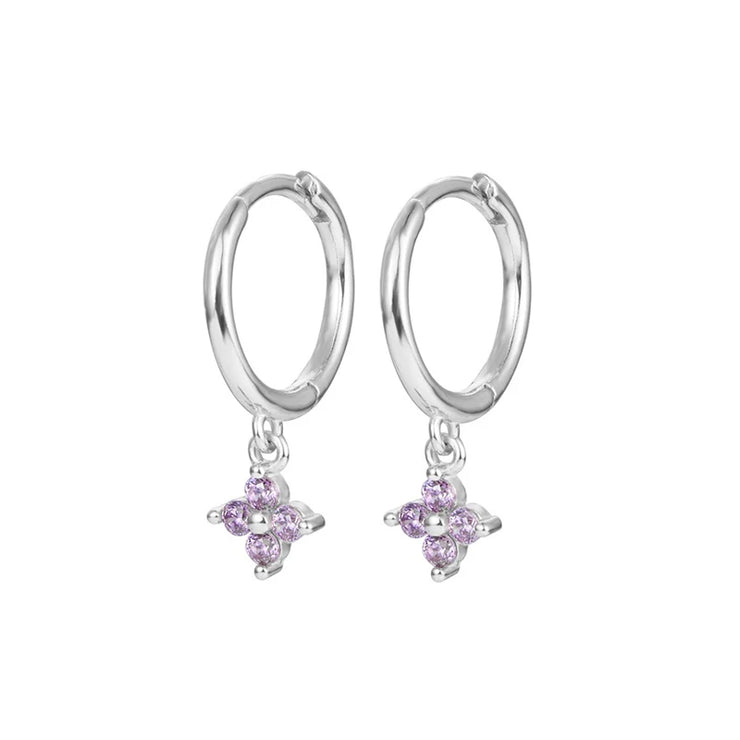 2023 New Fashion Stainless Steel Flower Small Hoop Earrings Women Korean Crystal Zirconia Cartilage Earrings Piercing Jewelry