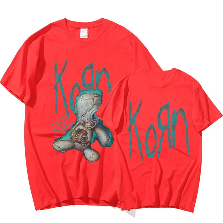 Korn Issues Rock Band Music Album T Shirt Men's Vintage Metal Gothic Oversized T-shirt Streetwear Summer Short Sleeve T Shirts