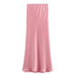 TRAFZA Women Fashion Skirts New Solid Satin Silk Texture Tight Skirt Woman Beach Style Chic And Elegant Women's Mermaid Skirt