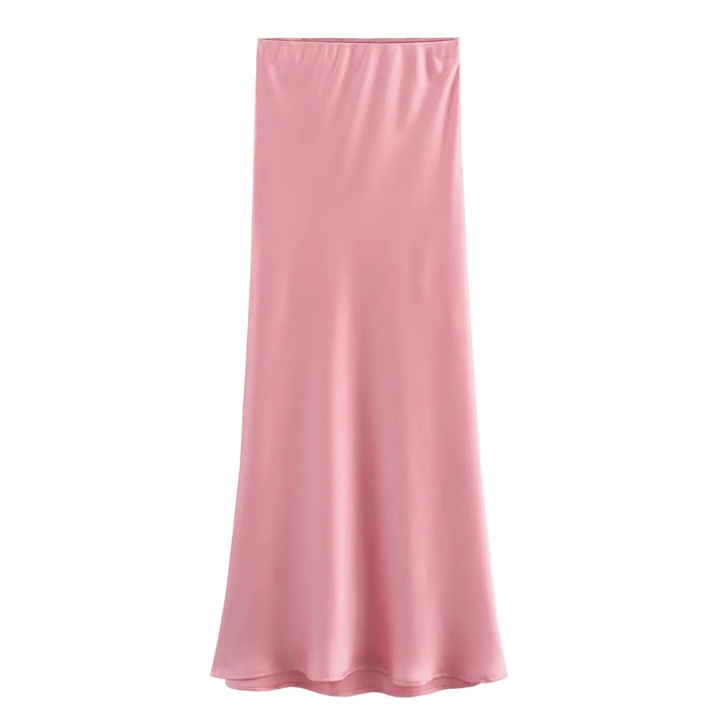 TRAFZA Women Fashion Skirts New Solid Satin Silk Texture Tight Skirt Woman Beach Style Chic And Elegant Women's Mermaid Skirt
