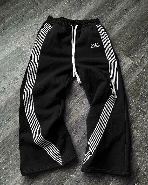 Streetwear Sweatpants Y2K Pants Harajuku Gothic Hip Hop Stripes Embroidery Baggy Casual Pants Womens Elastic Waist Jogging Pants
